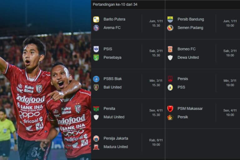 Jadwal Pekan Ke-10 Liga 1 BRI