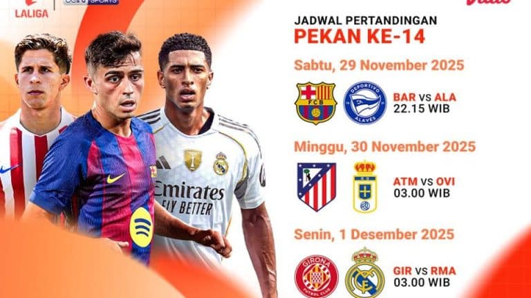 Jadwal Jornada Ke-14 La Liga Spanyol