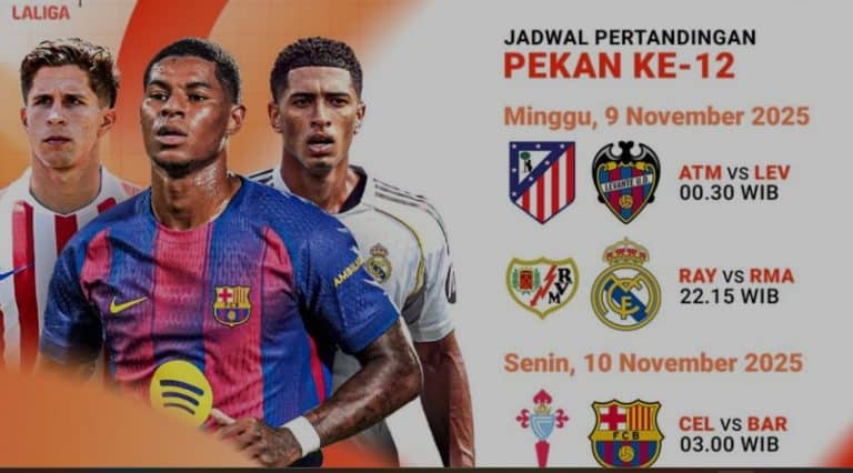 Jadwal Jornada Ke-12 La Liga Spanyol