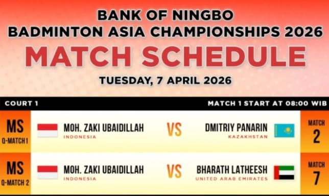 Jadwal Hari Pertama Badminton Asia Championship