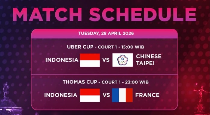 Jadwal Tim Indonesia Di Thomas Dan Uber Cup 2026